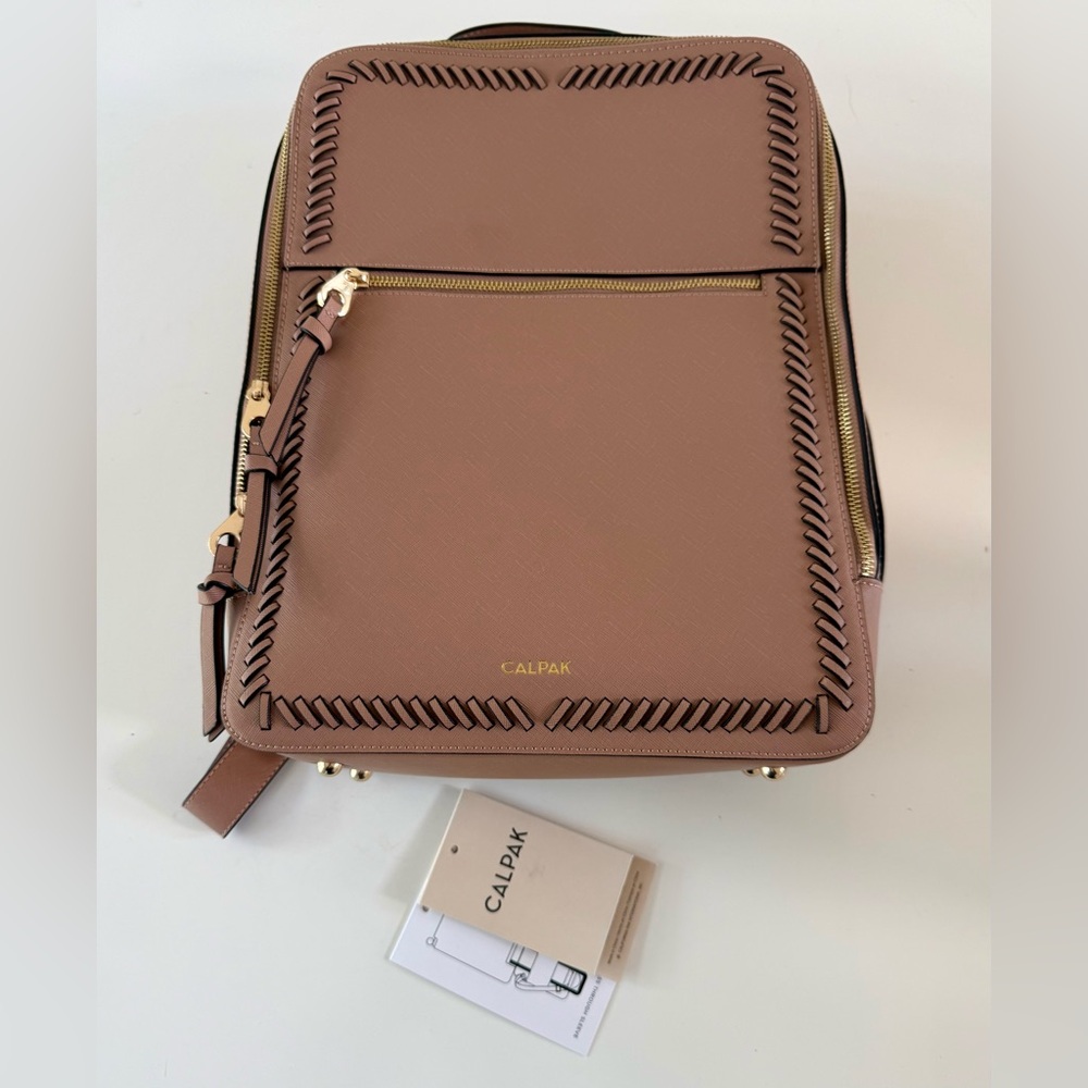 Calpak Brown Women's Backpack with Gold Accents